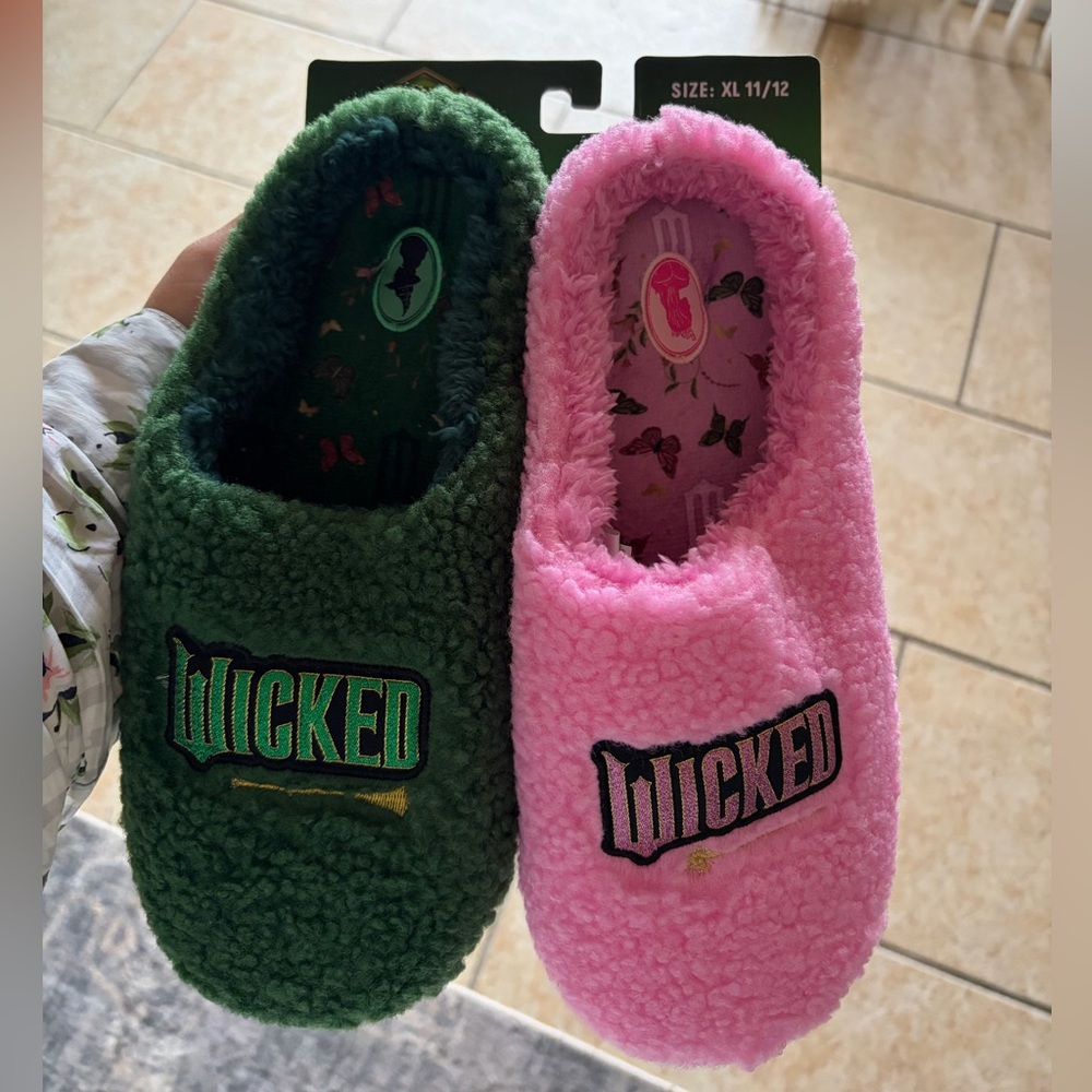 Wicked Green and Pink Slippers